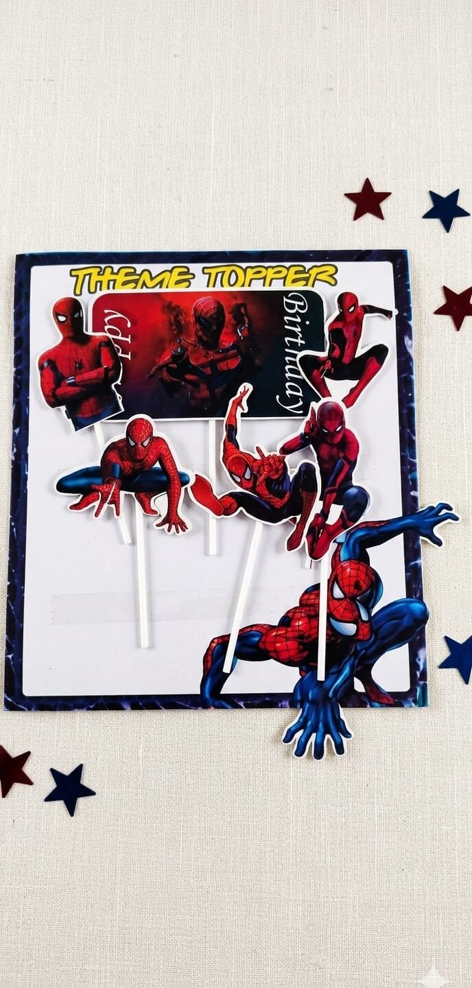Spiderman Theme Cake Topper Set (Birthday Decoration)