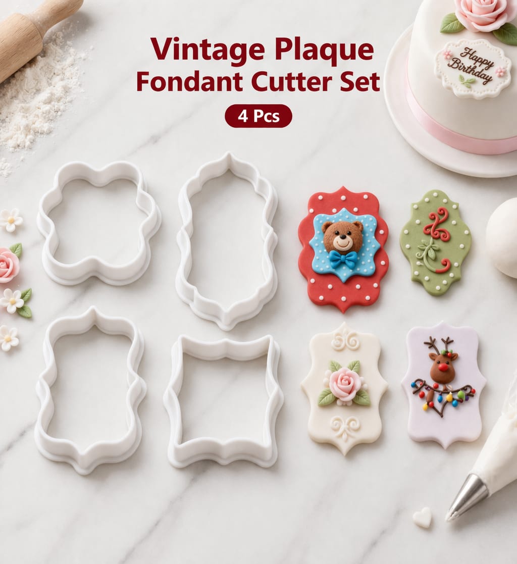 Vintage Plaque Fondant Cutter Set (4 Pcs) - Image 2