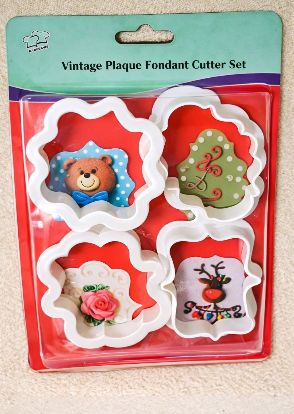 Vintage Plaque Fondant Cutter Set (4 Pcs)