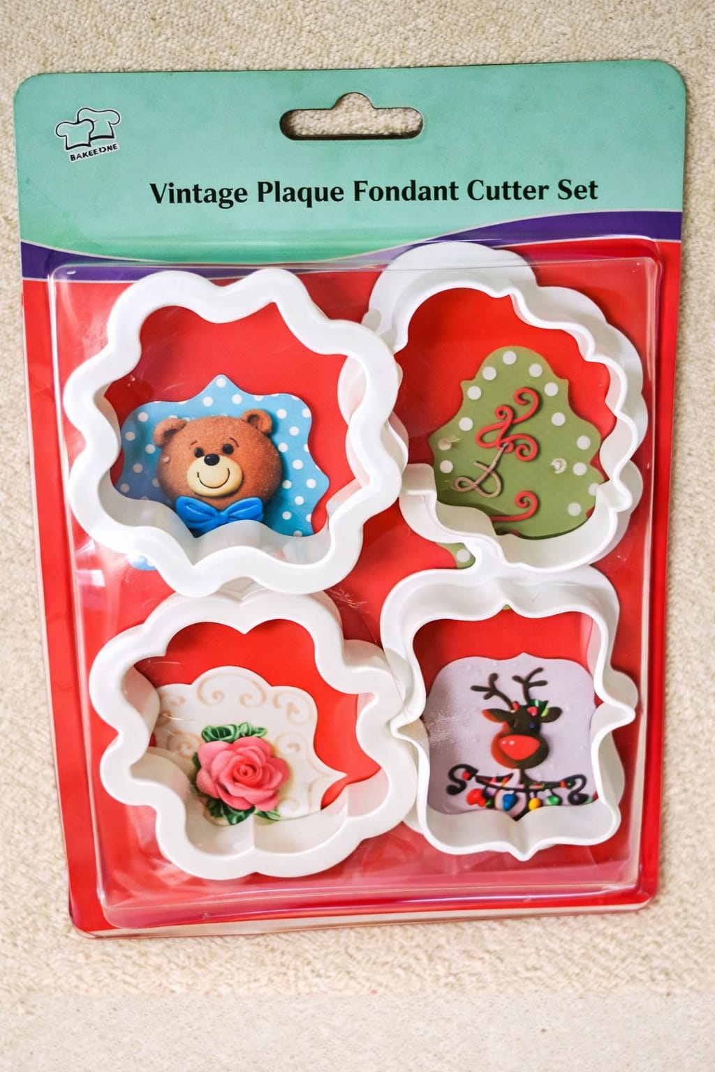 Vintage Plaque Fondant Cutter Set (4 Pcs)