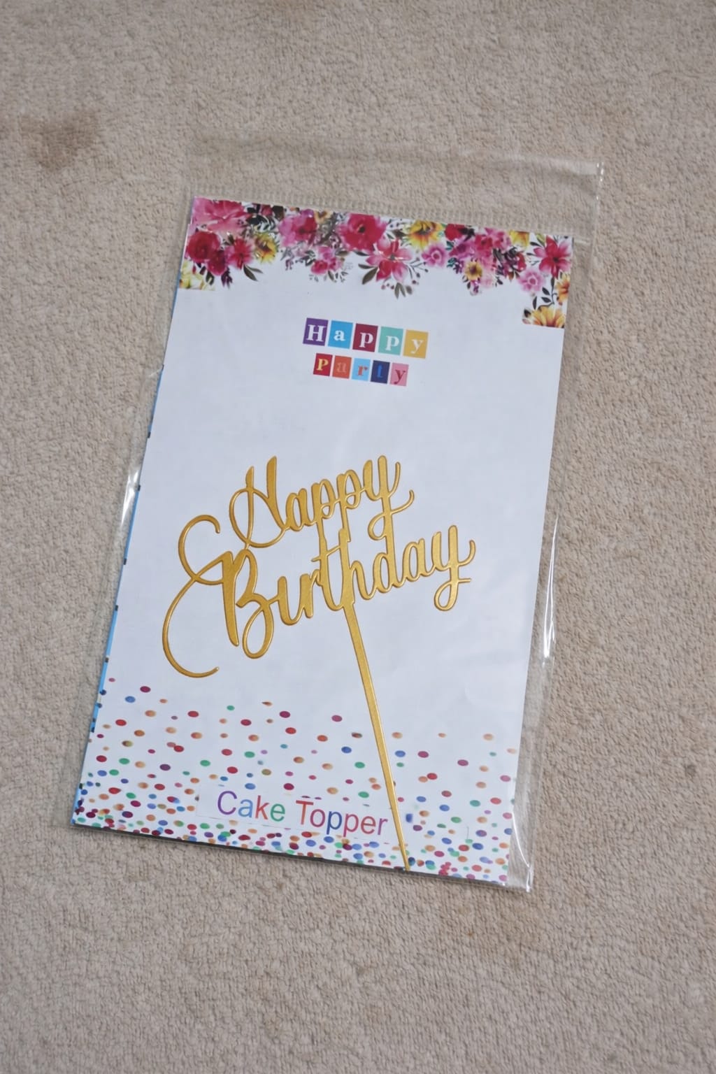 Happy Birthday Cake Topper Gold – 4.5 Inch - Image 2