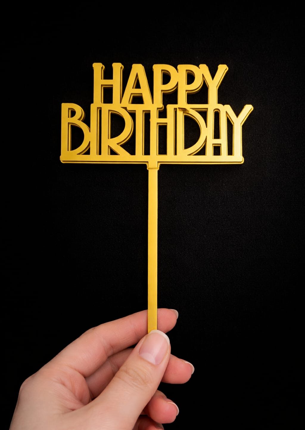 Classic Happy Birthday Cake Topper – 4.5 Inch