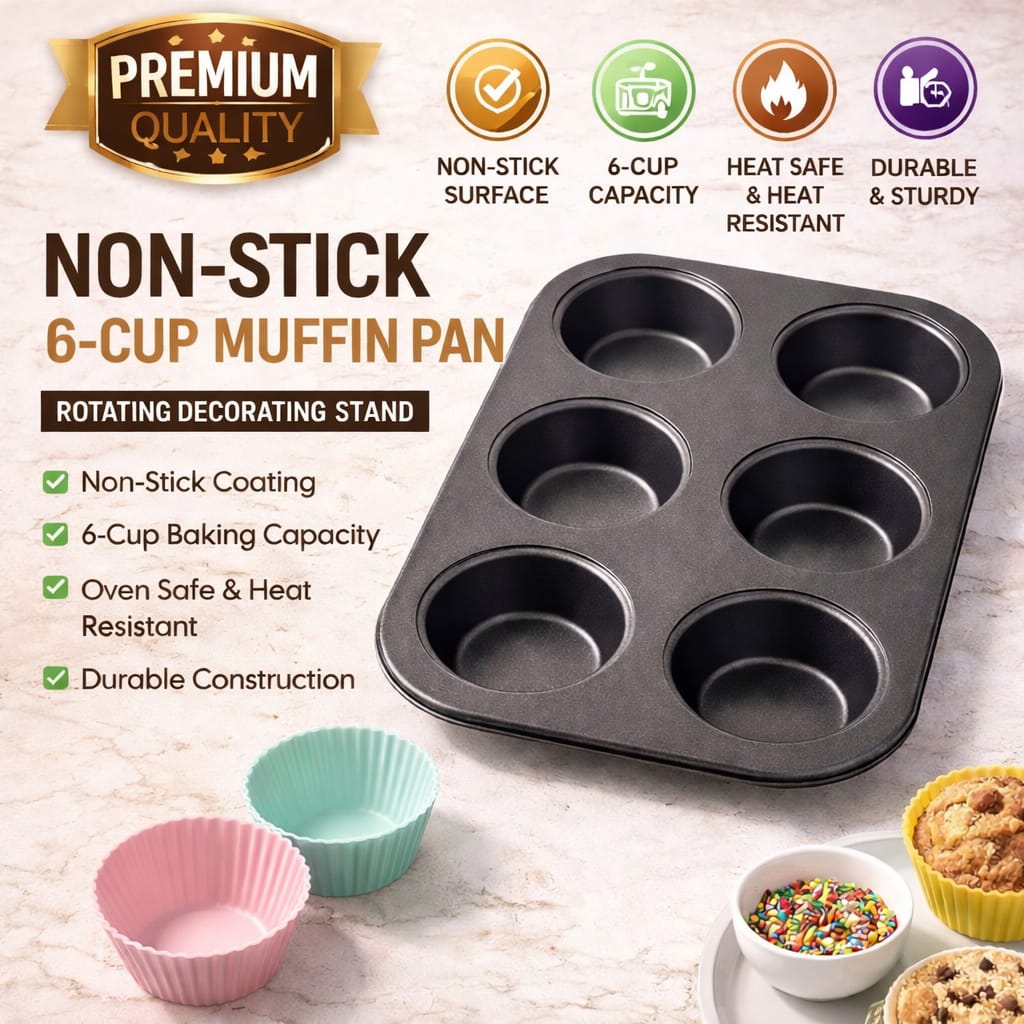 6 Cup Non-Stick Muffin Baking Tray