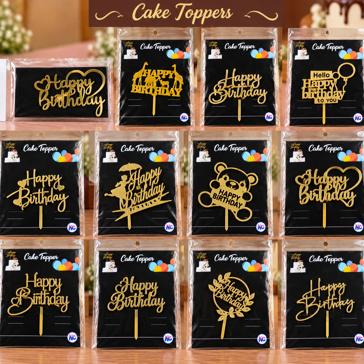 Happy Birthday Cake Topper – 4 inch 2mm