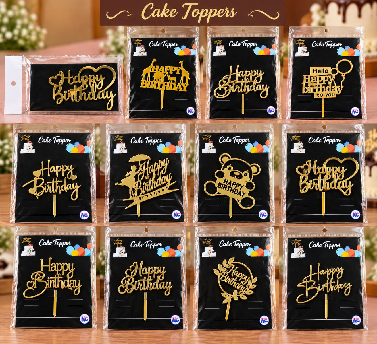Happy Birthday Cake Topper – 4 inch 2mm