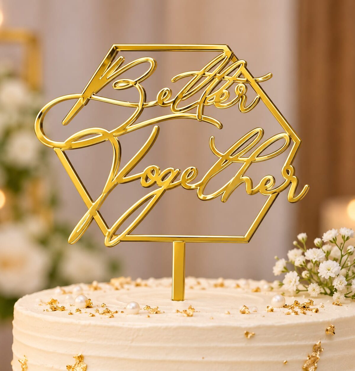 Better Together Gold Cake Topper – 4 inch 2mm